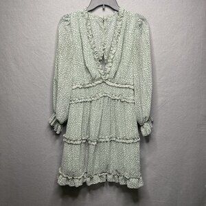 Women's Sage Green & Ivory V-Neck/Open Back Dress Size Small